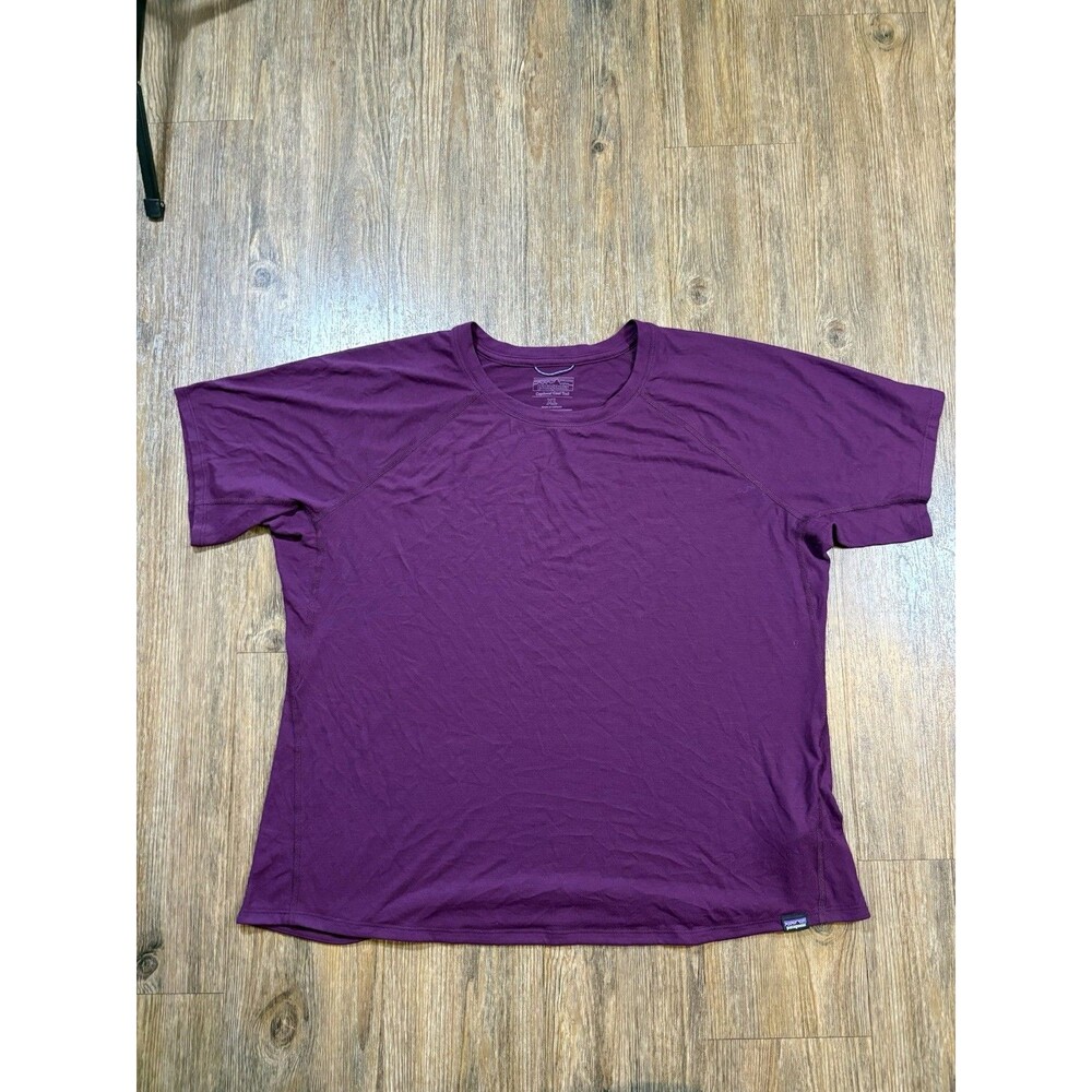 Patagonia Shirt Womens XL Burgundy Capilene Cool Trail Short Sleeve Athletic Top